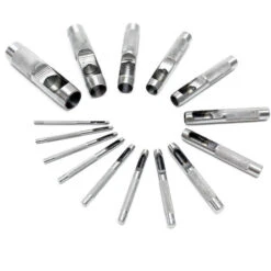 Set Fustelle Punzoni Per Fori Pelle Cuoio Gomma 15 Pezzi 2 - 22 Mm Acciaio Al Carbonio
