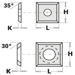 790.140.00 COLTELLO REV. DIRITTO (4/30°) 14x14x2mm B=6.3sv HW-K1920