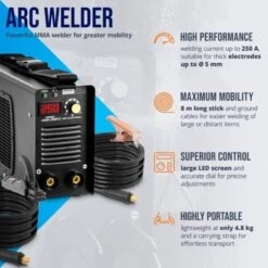 Saldatrice MMA - 250 A - Cavo Di 8 Metri E-Hand - Hot Start - PRO -Vendite Stanley || Ks Tools || MSW 14897104 3