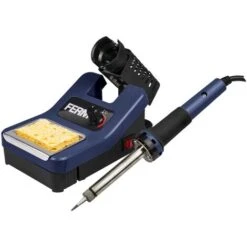 FERM Stazione Di Saldatura 48W, Temperatura Massima 480 °C. Illuminazione A LED - Protezione Contro Il Surriscaldamento. Include Accessori