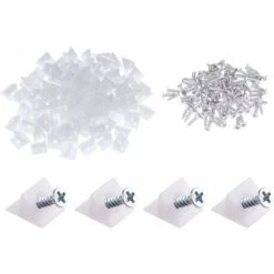 100 Confezioni Mobili Cassettiera Fondo Riparazione Fissaggio Riparazione Cunei Cassetto Plastica Angolo Codice Staffa Di Fissaggio Con Viti, Bianco