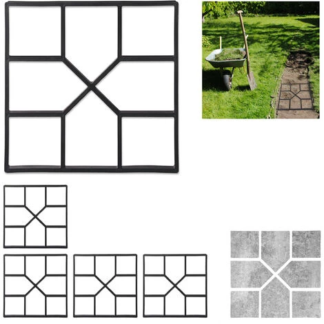 5x Forma Per Cemento, Stampo Pavimento, Stencil Per Creare I Mattoni, Path Maker, 40x40 Cm, Plastica Robusta,nero 3 5x Forma Per Cemento, Stampo Pavimento, Stencil Per Creare I Mattoni, Path Maker, 40x40 Cm, Plastica Robusta,nero