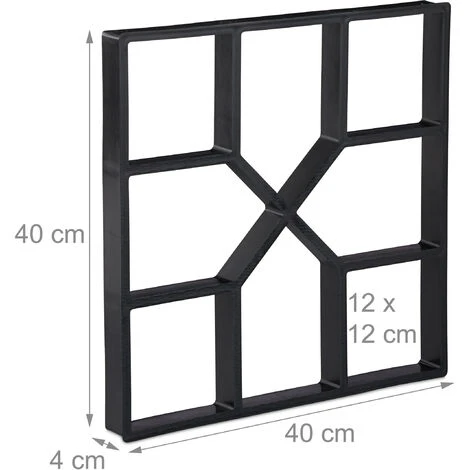 5x Forma Per Cemento, Stampo Pavimento, Stencil Per Creare I Mattoni, Path Maker, 40x40 Cm, Plastica Robusta,nero 6 5x Forma Per Cemento, Stampo Pavimento, Stencil Per Creare I Mattoni, Path Maker, 40x40 Cm, Plastica Robusta,nero - immagine 4