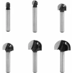 MINKUROW 6pcs 6.35mm Shank Router Core Box Bit Cnc Rotonda Scanalatura Fresa Strumenti Di Lavorazione Del Legno 6.35mm/7.9mm/12.7mm/15.9mm/19mm/22.2mm