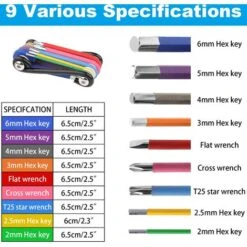 Set Di Chiavi A Brugola Pieghevoli Per La Riparazione Di Biciclette, Chiave A Brugola Piccola Con Portachiavi, Chiave A Brugola Da 2 Mm, 2,5 Mm, 3 Mm, 4 Mm, 5 Mm, 6 Mm, Phillips, Piatto E Cacciavite T -Vendite Stanley || Ks Tools || MSW 77710565 3