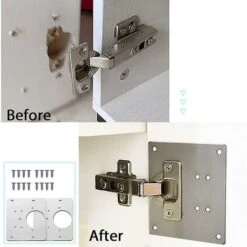 Staffa Di Riparazione Cerniera Armadio 4 Pezzi, Piastra Di Riparazione Cerniera Con 24 Viti, Kit Di Riparazione Cerniera Armadio. (4) Stella -Vendite Stanley || Ks Tools || MSW 81292668 4