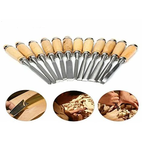 Scalpelli Legno 12pz Sgorbie Coltelli Intaglio Manico Legno Scalpellini 4 Scalpelli Legno 12pz Sgorbie Coltelli Intaglio Manico Legno Scalpellini - immagine 2