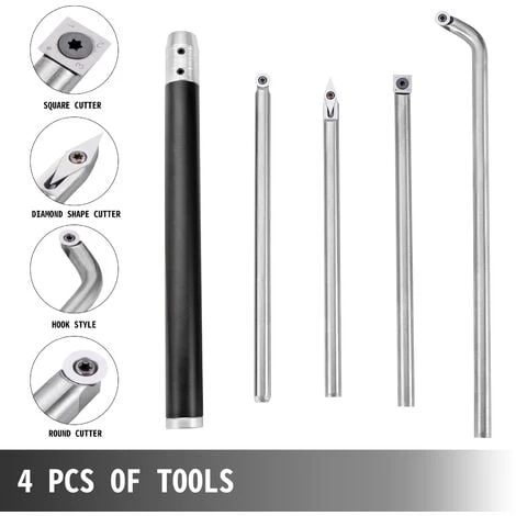 4 Pezzi Utensili Per Tornio Del Legno Con 1 Maniglia Strumenti in Metallo Duro 4 4 Pezzi Utensili Per Tornio Del Legno Con 1 Maniglia Strumenti in Metallo Duro - immagine 2