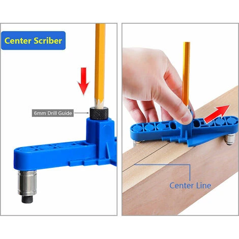 Dima Di Tassello Con Tracciatore Centrale 71 Pezzi Kit Di Maschere Di Tassello Palmare Localizzatore Di Punzonatura Regolabile Con Punte Per Trapano Per Perni In Legno, Blu 7 Dima Di Tassello Con Tracciatore Centrale 71 Pezzi Kit Di Maschere Di Tassello Palmare Localizzatore Di Punzonatura Regolabile Con Punte Per Trapano Per Perni In Legno, Blu - immagine 5