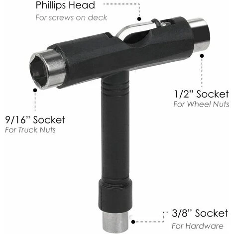 Strumento Multifunzionale Per Skateboard A Forma Di T, Strumento Portatile Per Skateboard A Forma Di T Strumenti Per Skateboard All-in-one Chiave Per Pattini Per Riparazione E Manutenzione Di Longboar 5 Strumento Multifunzionale Per Skateboard A Forma Di T, Strumento Portatile Per Skateboard A Forma Di T Strumenti Per Skateboard All-in-one Chiave Per Pattini Per Riparazione E Manutenzione Di Longboar - immagine 3