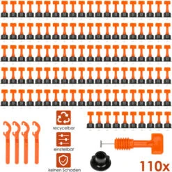 Randaco Kit Sistema Di Livellamento Piastrelle, 110 Pezzi Livellatrici Riutilizzabili, Distanziatore Piastrelle Per CeramicaKit Sistema Di Livellamento Piastrelle