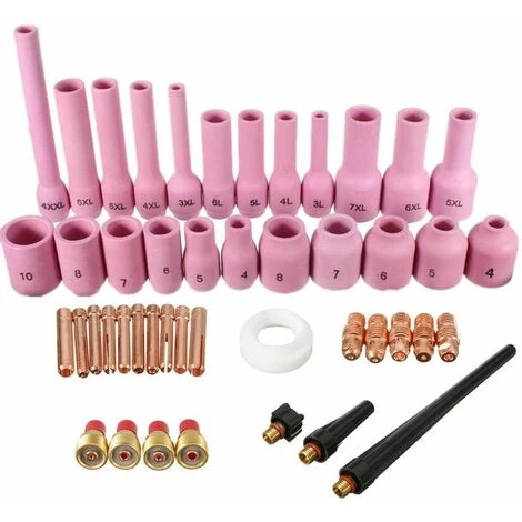 46 Pezzi/set TIG Gas Lens Collet Body Allumina Ugello Kit Assortito Per SR WP-9 WP-20 WP-25 Torcia Per Saldatura TIG 3 46 Pezzi/set TIG Gas Lens Collet Body Allumina Ugello Kit Assortito Per SR WP-9 WP-20 WP-25 Torcia Per Saldatura TIG