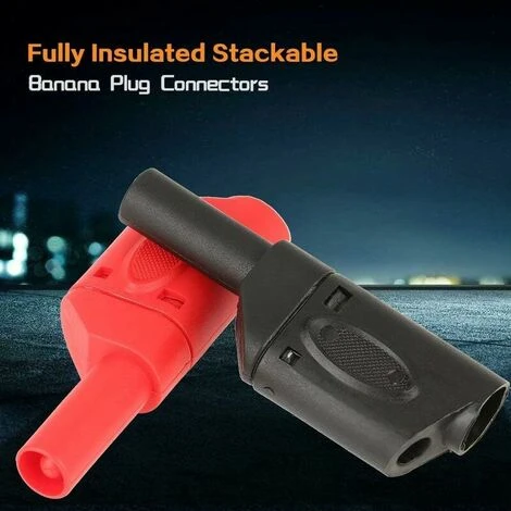 Connettori A Banana Innestabili Da 4 Mm Di Sicurezza Completamente Isolati Guazhuni Black Red Plug 10pz 5 Connettori A Banana Innestabili Da 4 Mm Di Sicurezza Completamente Isolati Guazhuni Black Red Plug 10pz - immagine 3