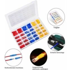 Terminali Elettrici, Spine E Teste Piatte Assortimento Di Connettori A Crimpare Connettori Elettrici Connettori Di Testa Kit Di Morsetti Set Di Guaine Termorestringenti 480 Pezzi 9 Terminali Elettrici, Spine E Teste Piatte Assortimento Di Connettori A Crimpare Connettori Elettrici Connettori Di Testa Kit Di Morsetti Set Di Guaine Termorestringenti 480 Pezzi -Vendite Stanley || Ks Tools || MSW 98128139 3